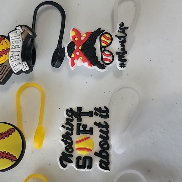 Softball Straw Toppers - Picture 5 of 6